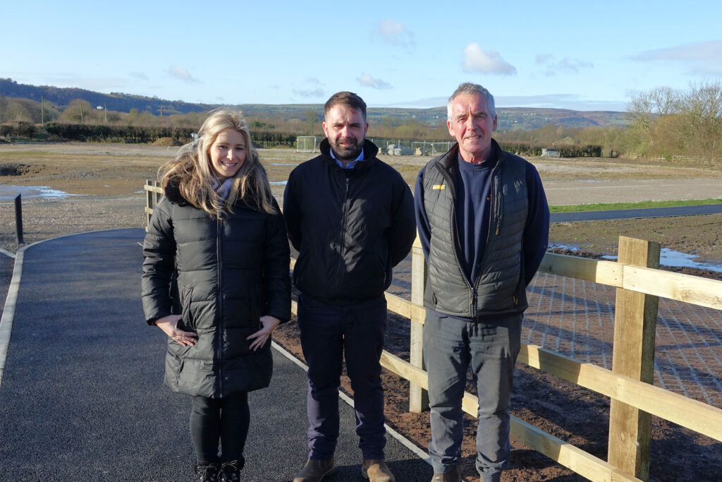 Amy, Mathew and Richard Houldsworth at the Bridge end site.